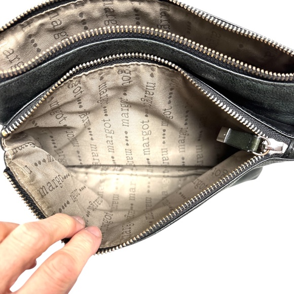 bag MARGOT DARK green soft leather crossbody adjustable strap pockets boho indie - Picture 9 of 12